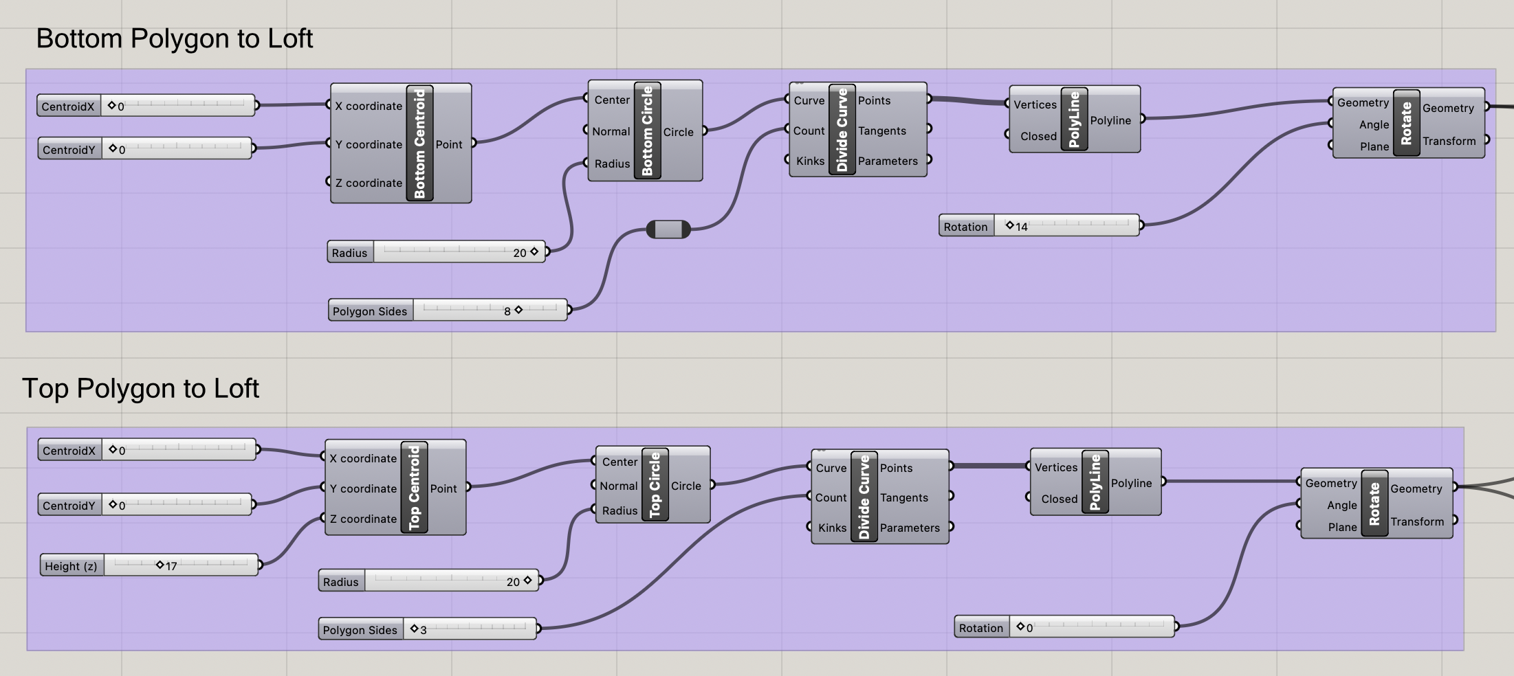 Picture of the Top and Bottom Grasshopper components